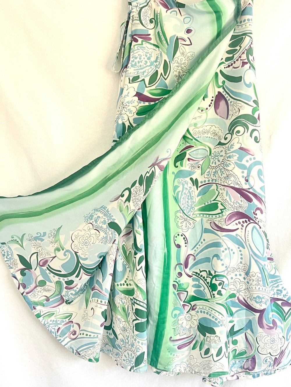 Loro Piana Luxurious Silk Maxi Wrap Skirt  Logo Print Made In Italy S/M Resort